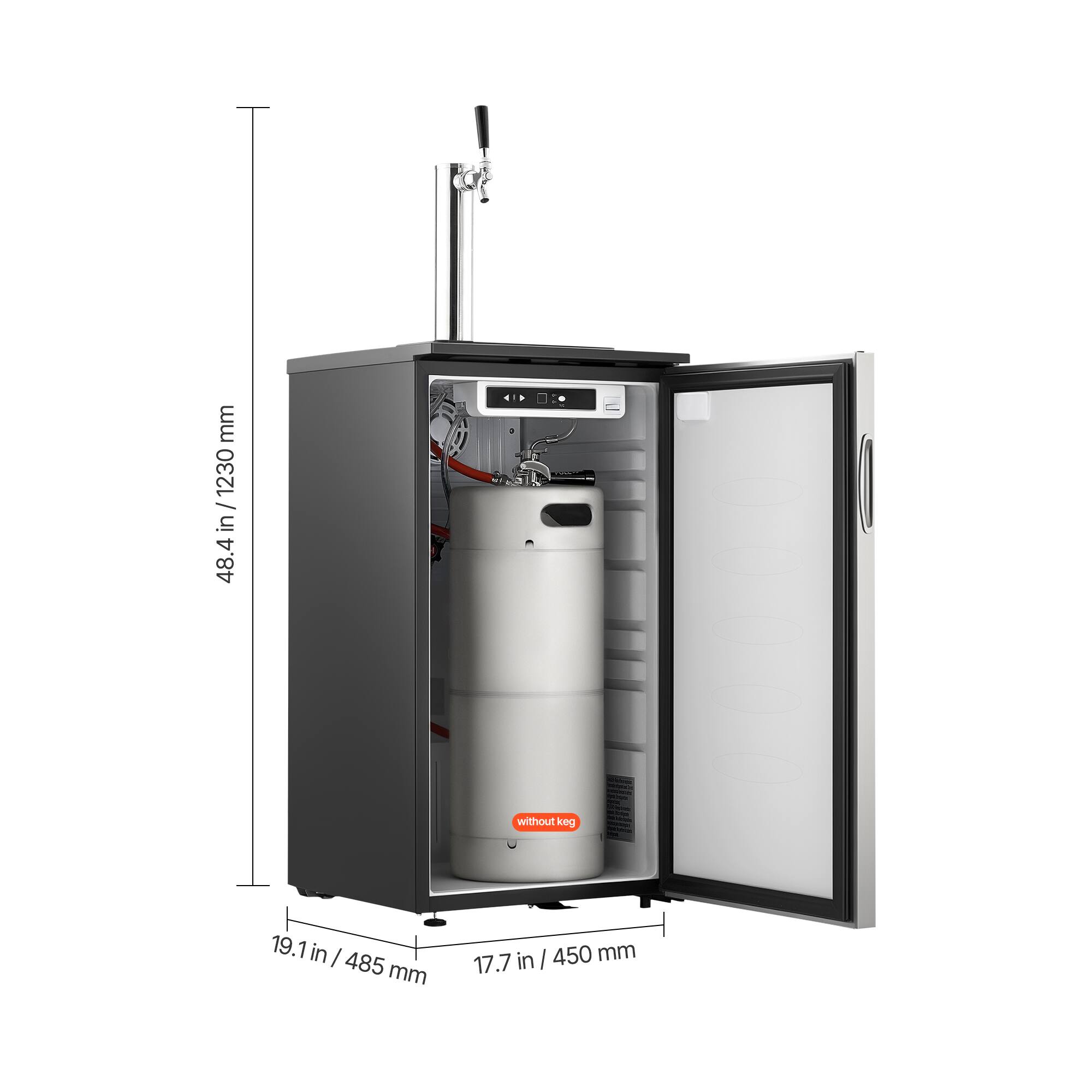 mm / 1230 in 48.4 without keg 19.1 in 485 mm 17.7 in 450 mm