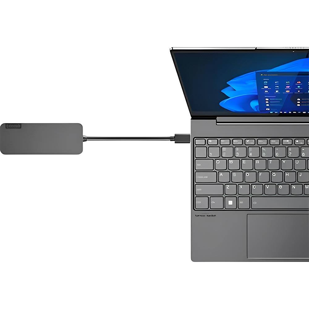 Alt View 2. Lenovo - USB-C to 4 Port USB-A Hub - Iron Gray.