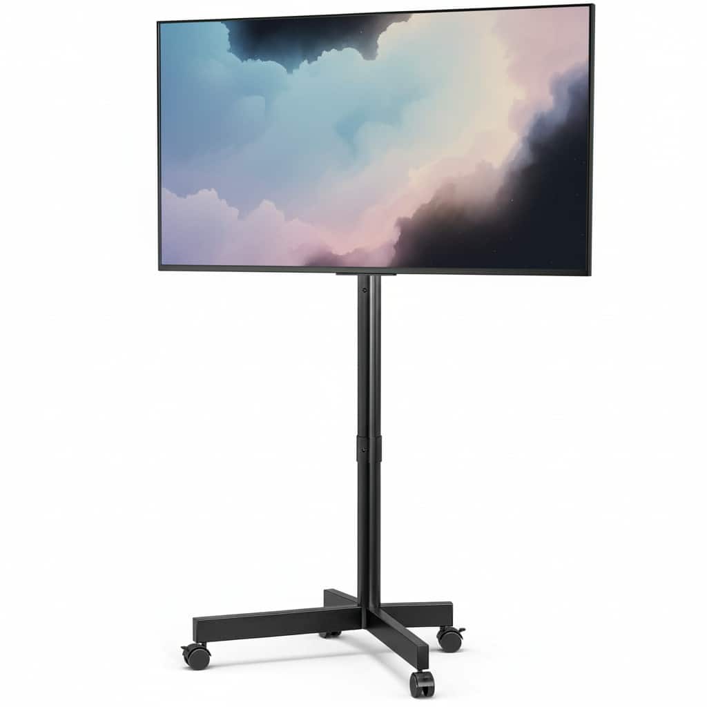 Dazzed Corner - Rolling TV Cart 13–55", Height Adjustable, Tilt, VESA 400x400, 77 lbs - Black