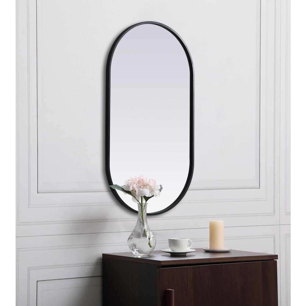 Alt View 4. Elegant Decor - Metal Frame Oval Mirror 20x36 Inch in Black - Black.