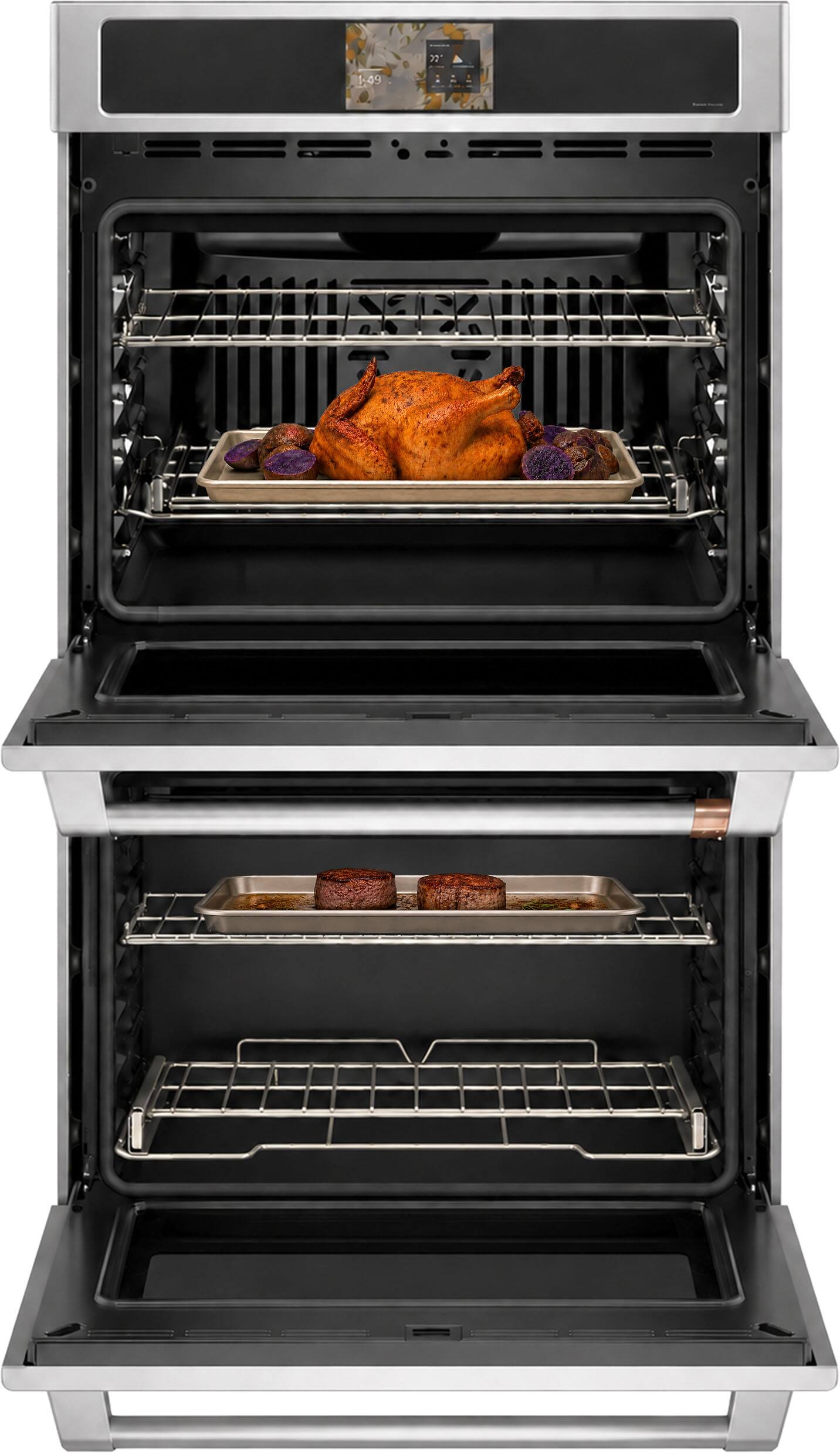 Alt View 13. Café - 30" Smart Built-In Double Electric True European Convection Wall Oven with Air Fry and Precision Cooking Modes - Stainless Steel.