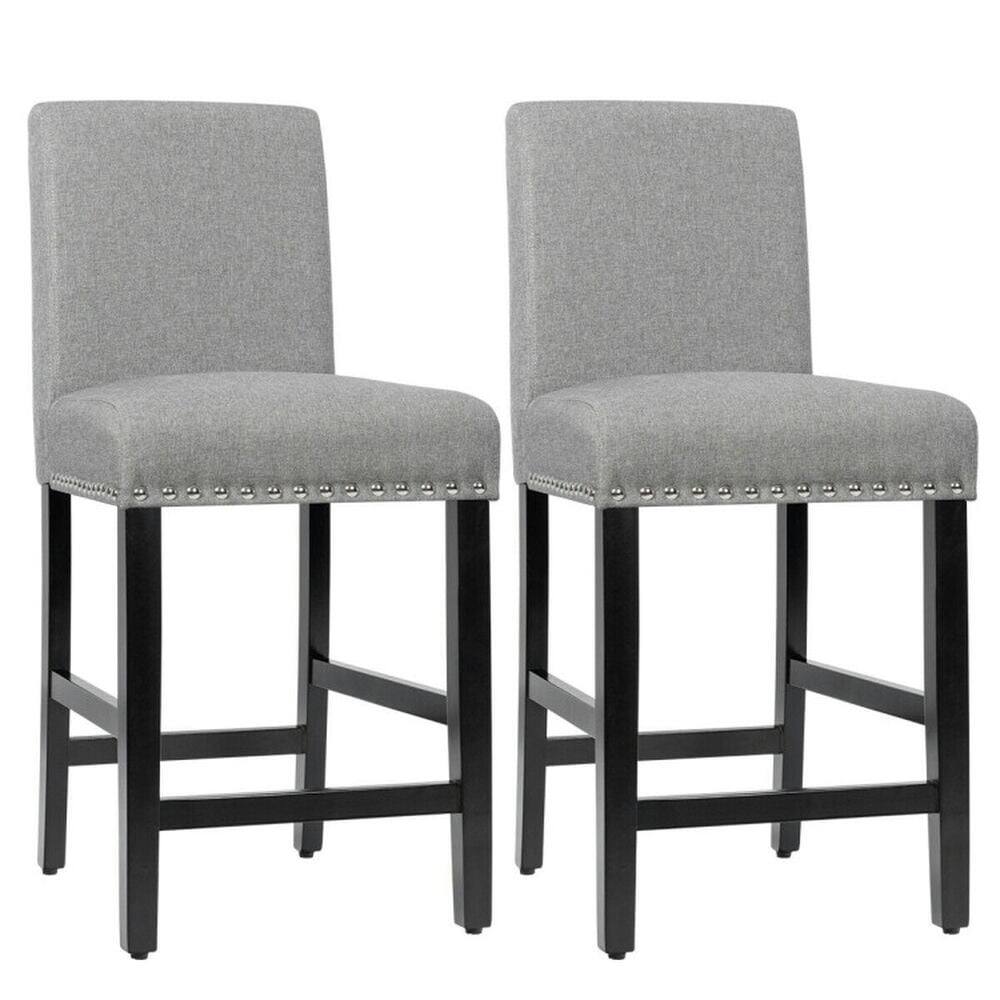 Front. Kadyn - 25 In Kitchen Chairs with Rubber Wood Legs-Gray, for Kitchen Island & Dining Room - Gray.