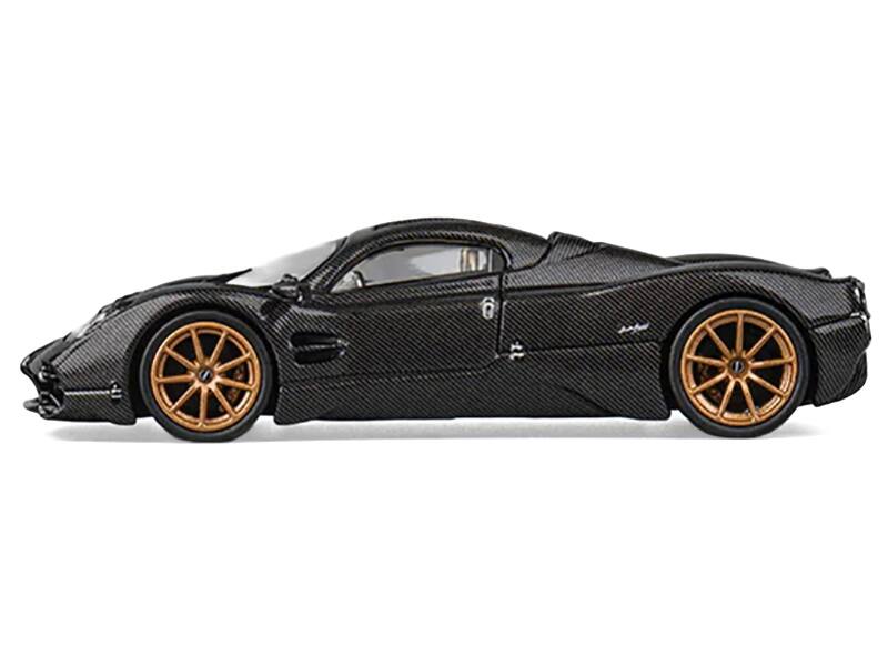 Left. CM Models - Pagani Utopia Full Carbon with Gold Wheels 1/64 Diecast Model Car by CM Model - Black and Gold.