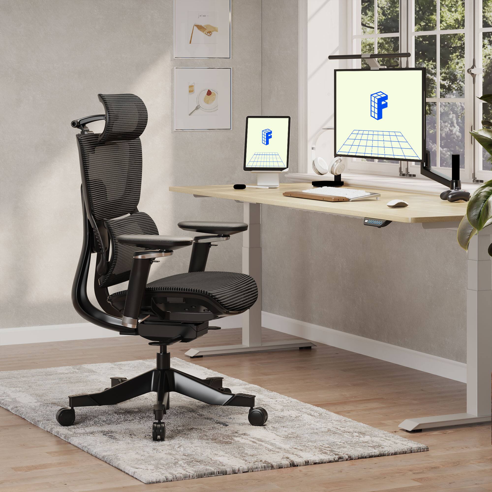 Angle. FlexiSpot - C7 Max Premium Ergonomic Mesh Seat Office Chair - Black.