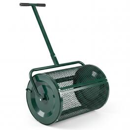 Gymax - Compost SpreaderPeat Moss Spreader Roller w/Height-adjustable T-shape Handle - Green