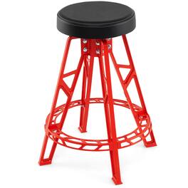 Costway - 28 Inch Swivel Shop Stool with Round Padded Seat for Work Shop and Auto Repair - Red + Black