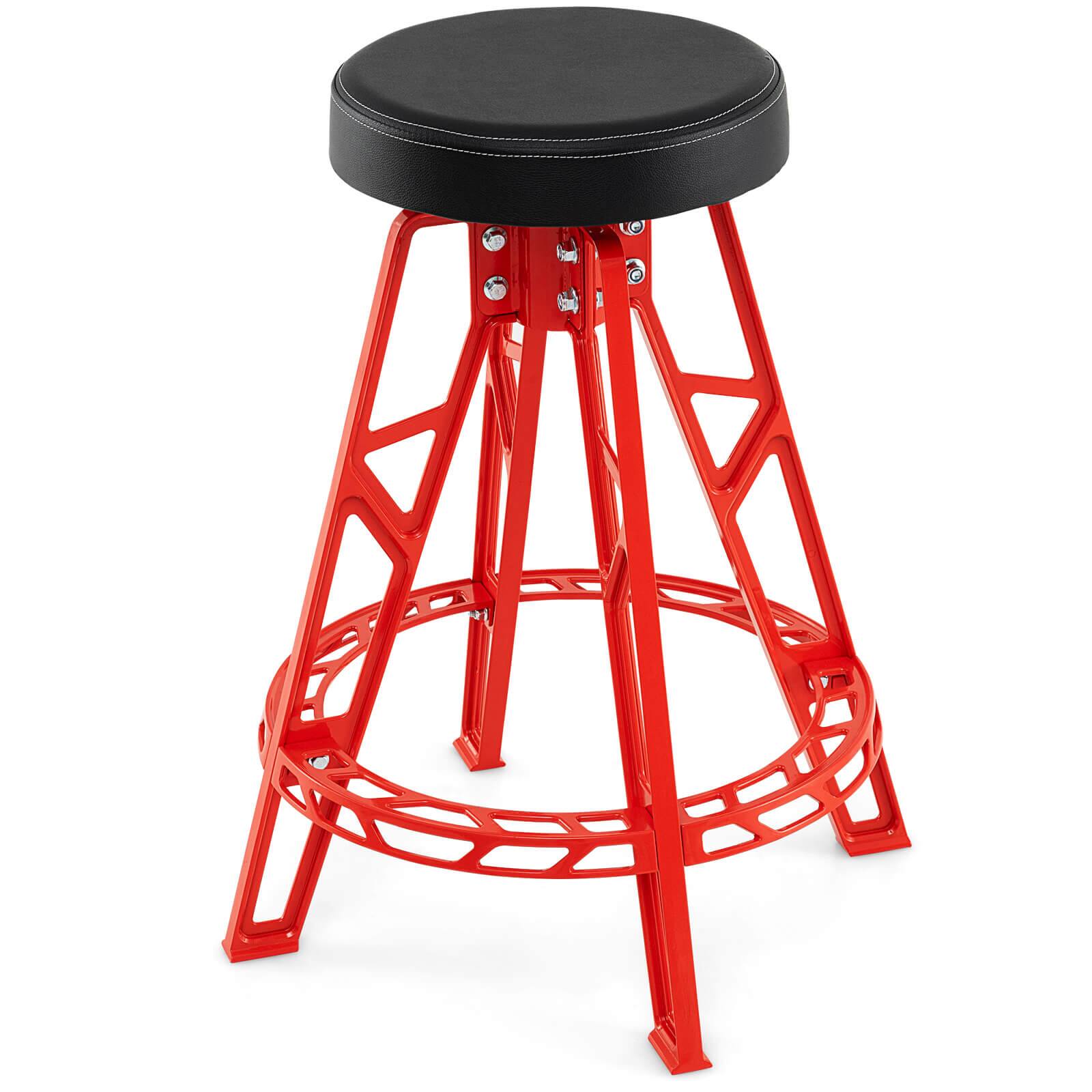 Front. Costway - Costway 28 Inch Swivel Shop Stool with Round Padded Seat for Work Shop and Auto Repair - Red + Black.