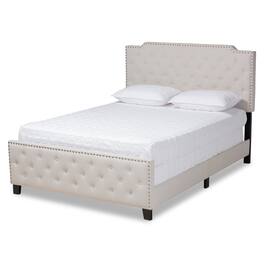 Baxton Studio - Marion Modern Transitional Fabric Upholstered Button Tufted Panel Bed - Beige/Black