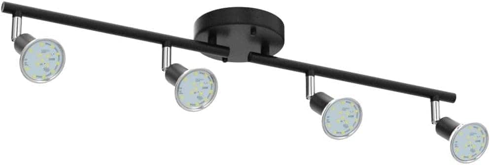 FINEAK - Black 4-Light LED Track Lighting Kit w/ Rotatable Heads & GU10 Bulbs (5000K)