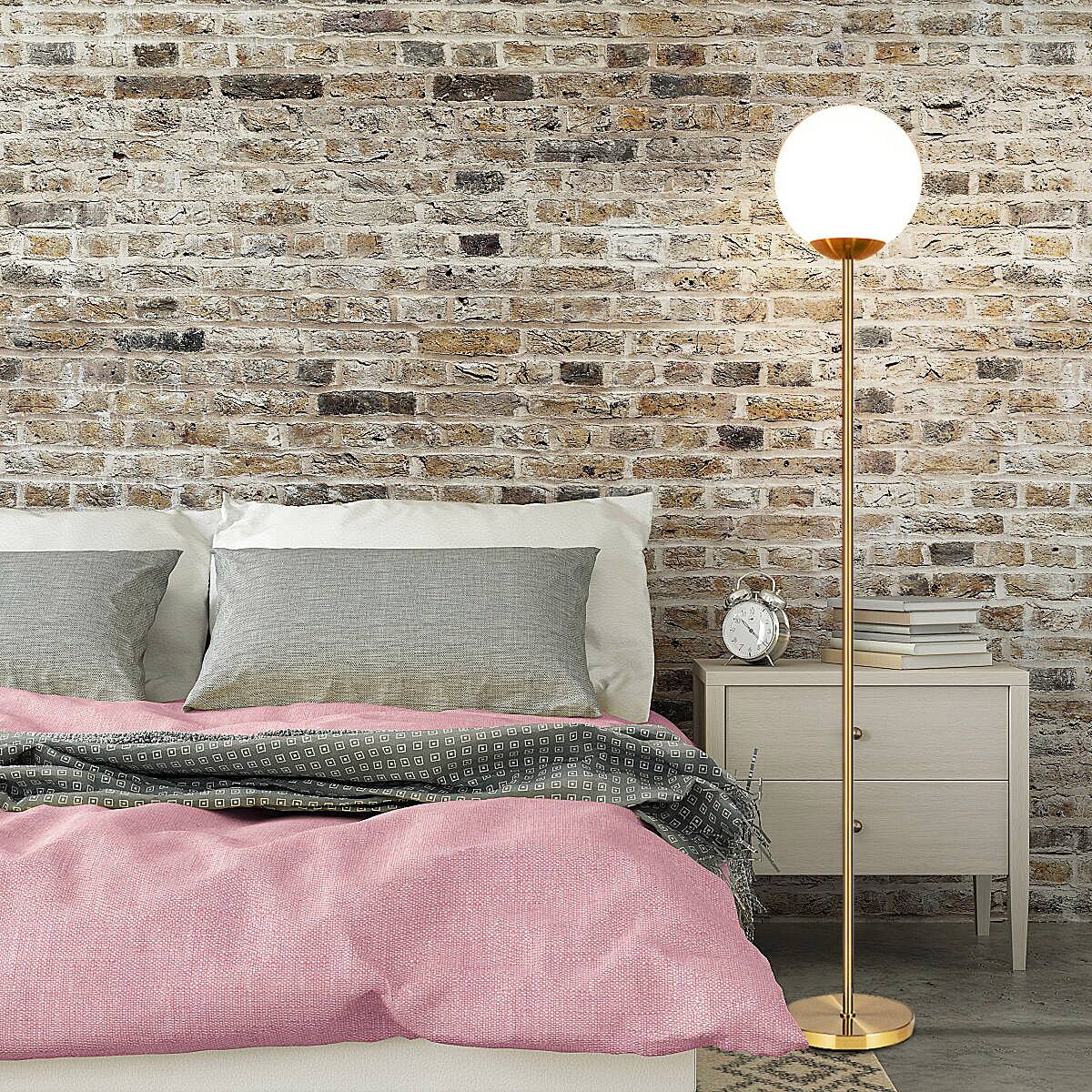 Alt View 4. Costway - Costway 67" Frosted Glass Globe Floor Lamp w/ 9W LED Bulb for Living Room Bedroom Office - Antique Brass,White.