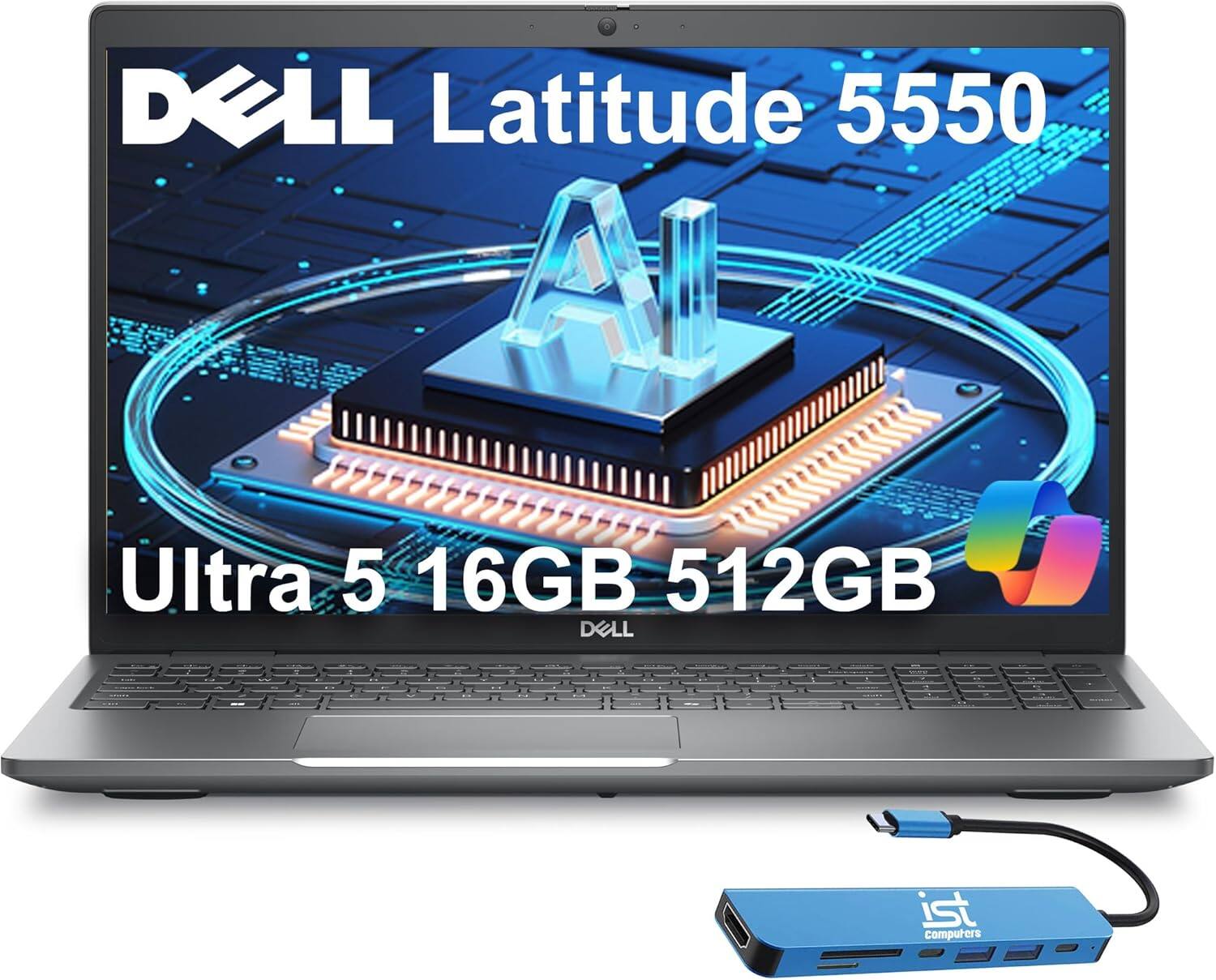 Dell - Latitude 5550 15.6" FHD Laptop - AI PC - Intel Core Ultra 5 - 16GB RAM - 512GB SSD - Thunderbolt - Backlit - Win 11Pro - Gray