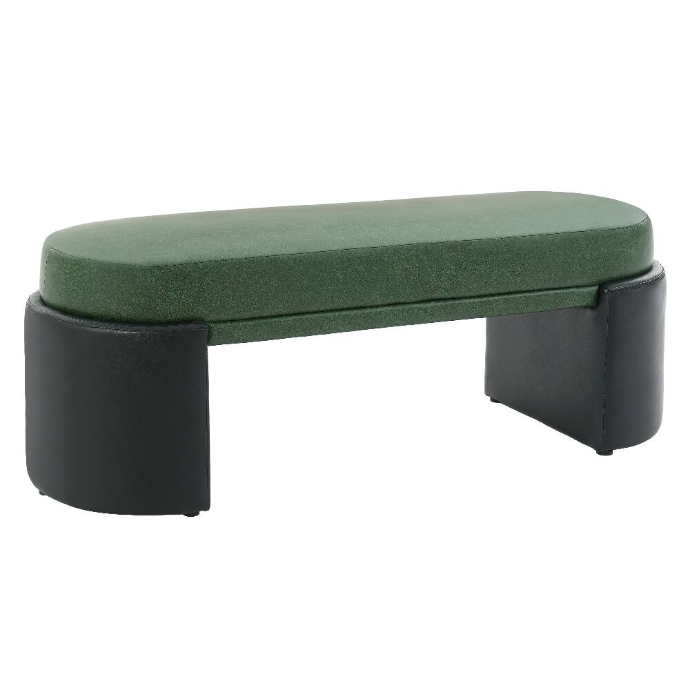 Alt View 1. Ropilly - Ropilly Green Dining Bench PU Upholstered Modern Accent Bench Forty Eight Inch Two Tone Indoor Seating Wood Frame - Green and Black.