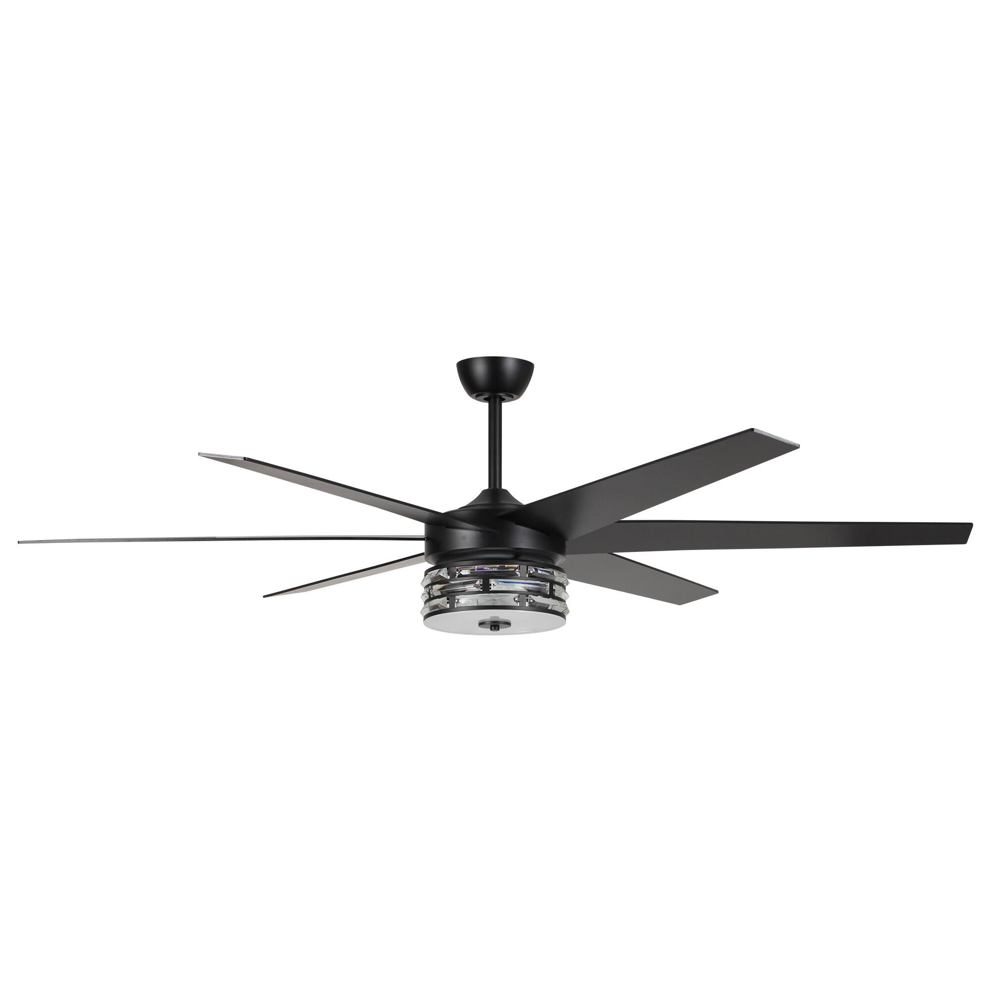 Alt View 7. Parrot Uncle - 70-inch Matte Black Ceiling Fan with LED Light and Remote Control - Black.