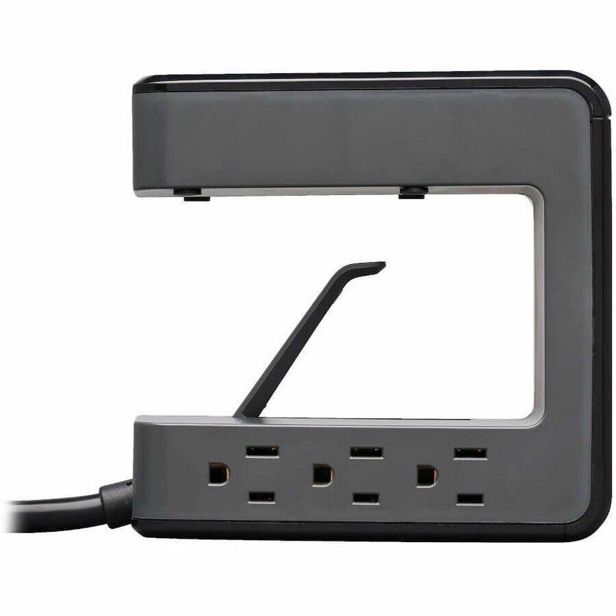 Alt View 4. Tripp Lite - Eaton Tripp Lite Series Safe-IT 6-Outlet Clamp Surge Protector, 5-15R Outlets, 3 USB Charging Ports, 8 ft. (2.4 m) Cord - black.