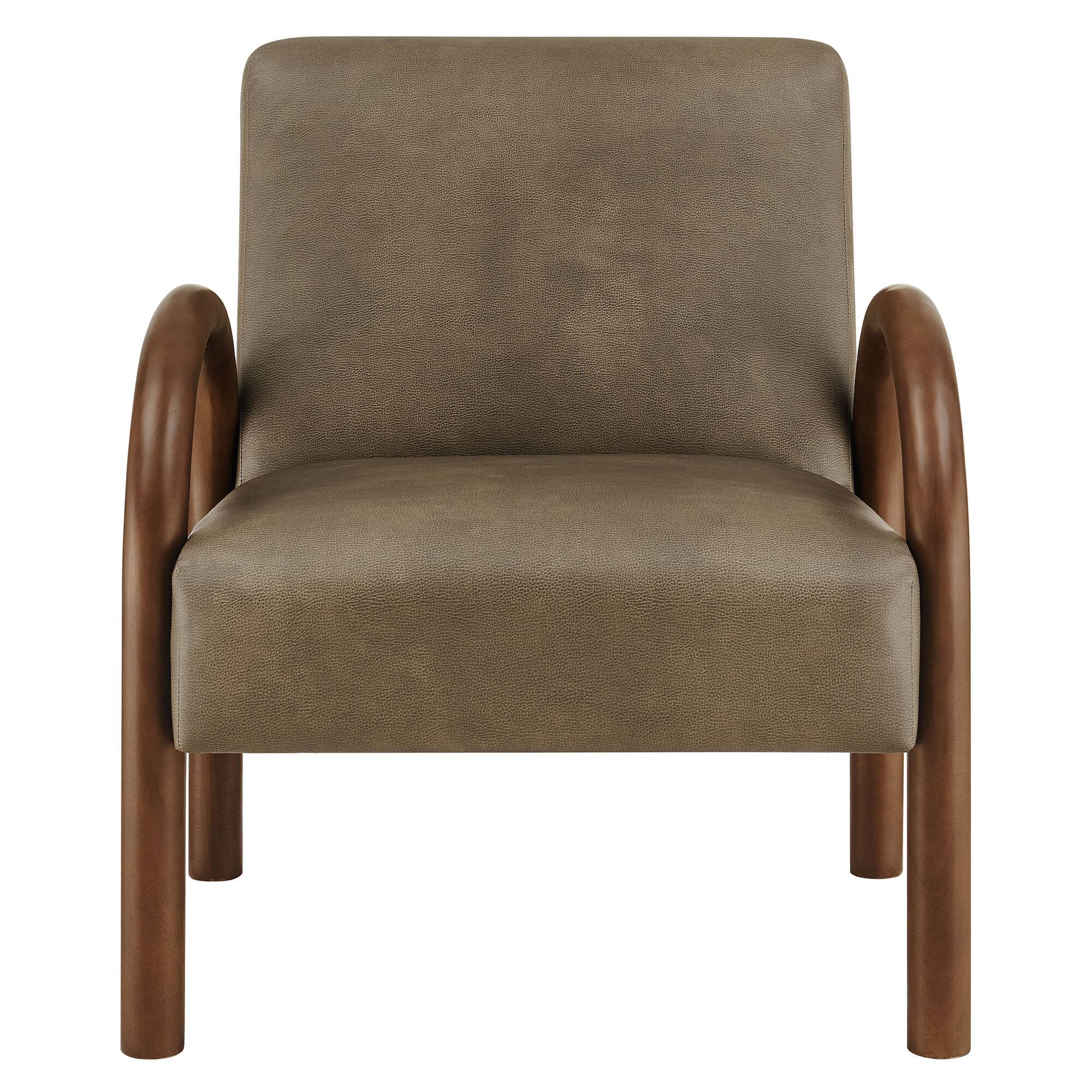 Alt View 4. Modway - Lunet Faux Leather Upholstered Accent Chair by Modway - Mushroom.