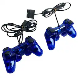 Home Collection - 2-Pack Wired Vibration Game Controller for Sony PlayStation 2 – Dual Shock Joystick Joypad - Black