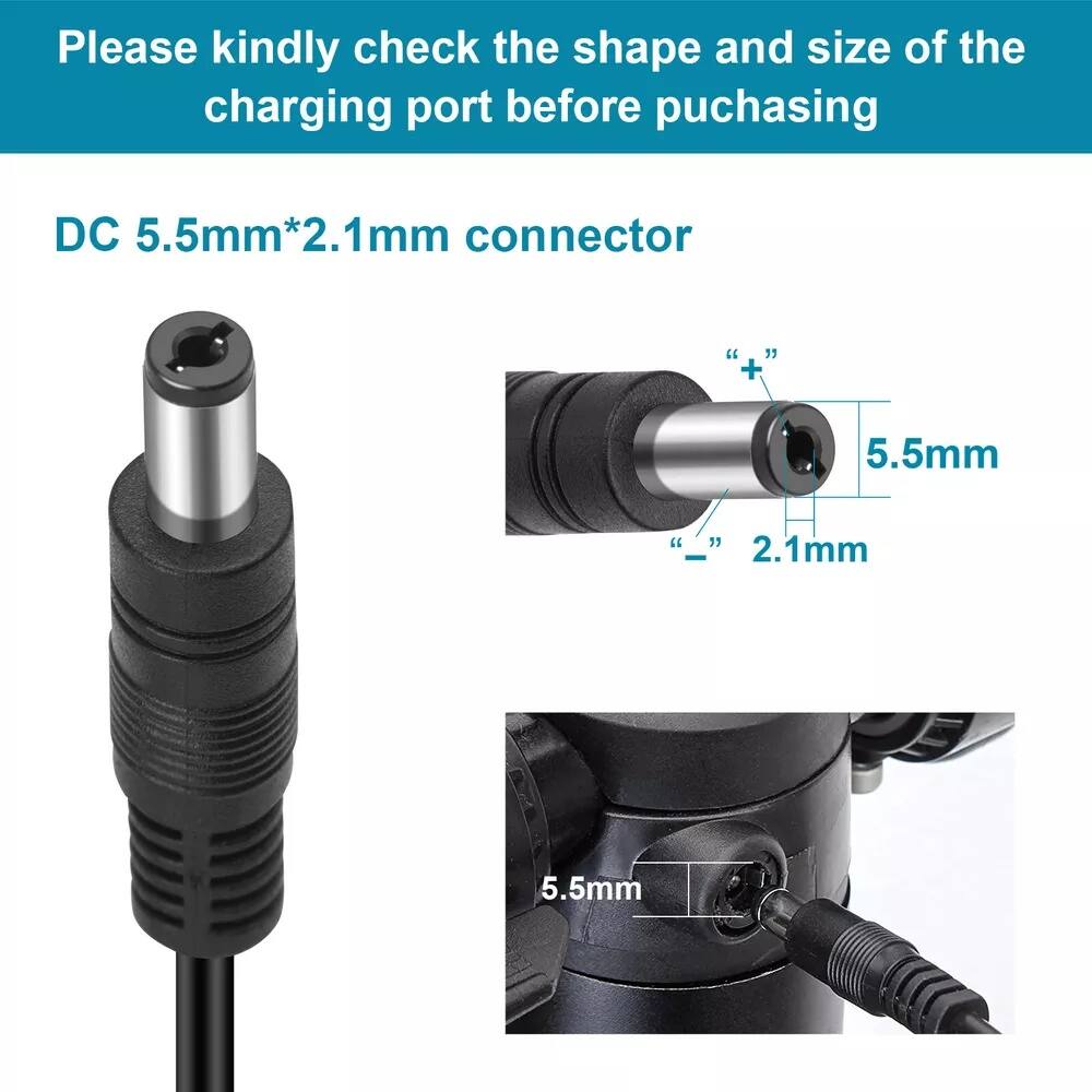 Please kindly check the shape and size of the charging port before purchasing

DC 5.5mm*2.1mm connector

5.5mm
2.1mm

5.5mm