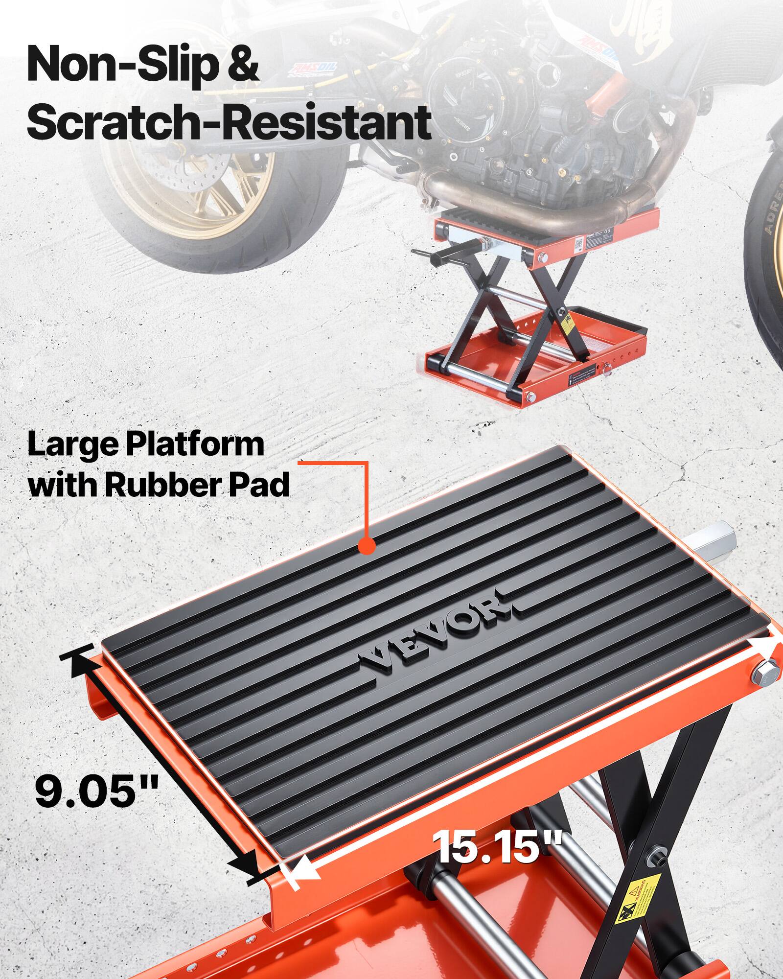 Non-Slip & Scratch-Resistant  
Large Platform with Rubber Pad  
9.05" x 15.15"
