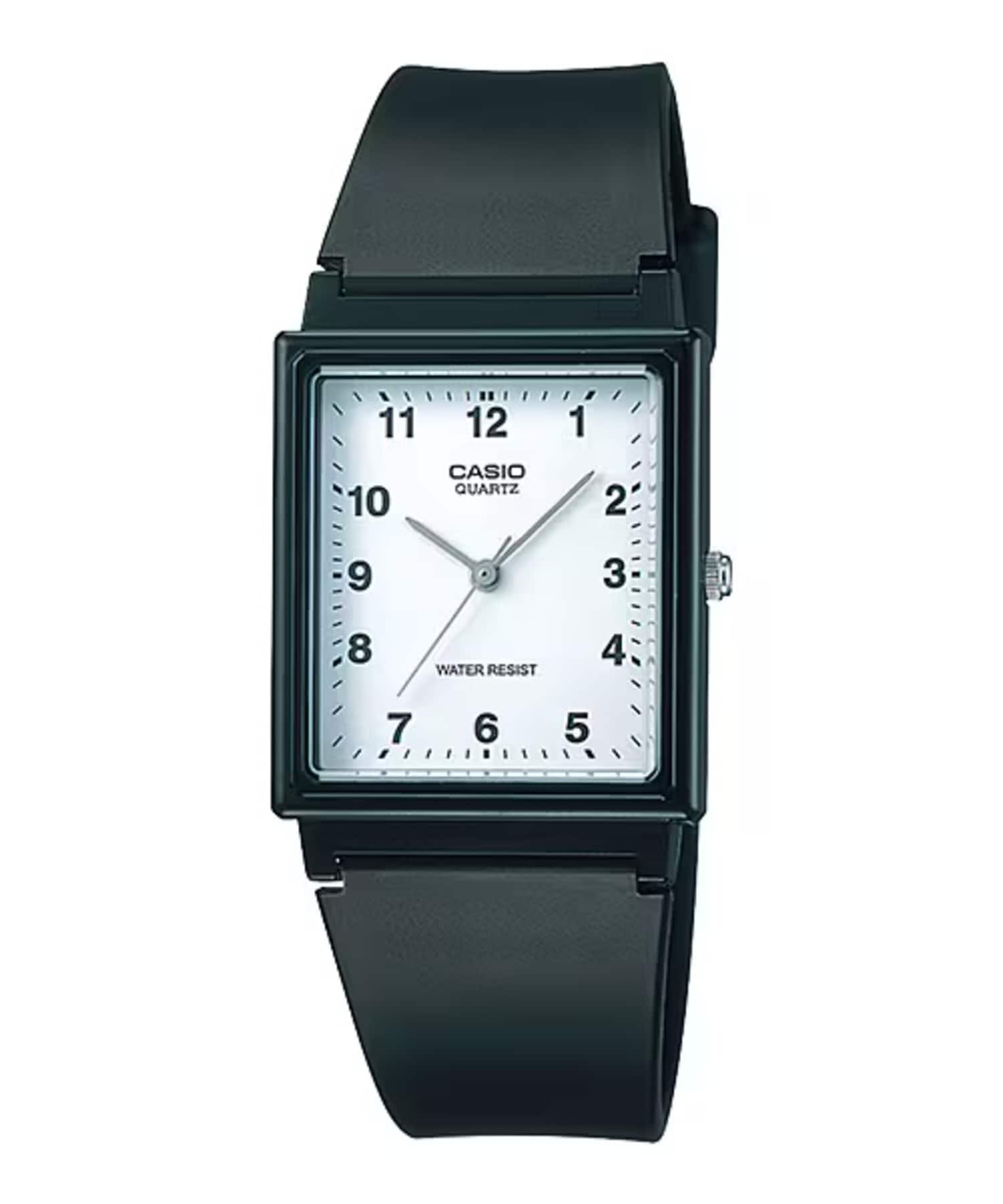 Casio Men's Rectangular Analog Watch with White Dial MQ 27 7B