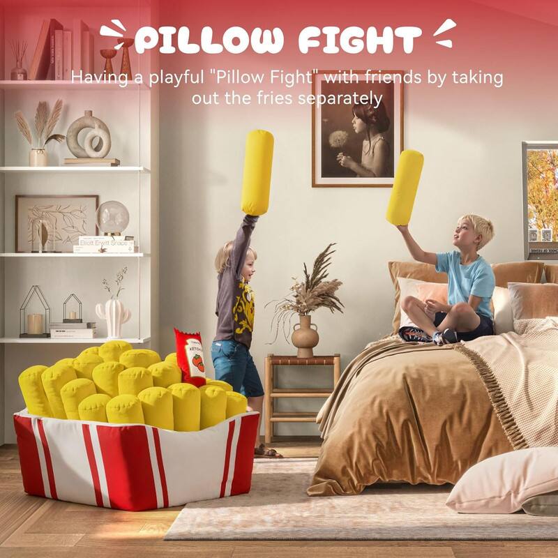 PILLOW FIGHT  
Having a playful "Pillow Fight" with friends by taking out the fries separately