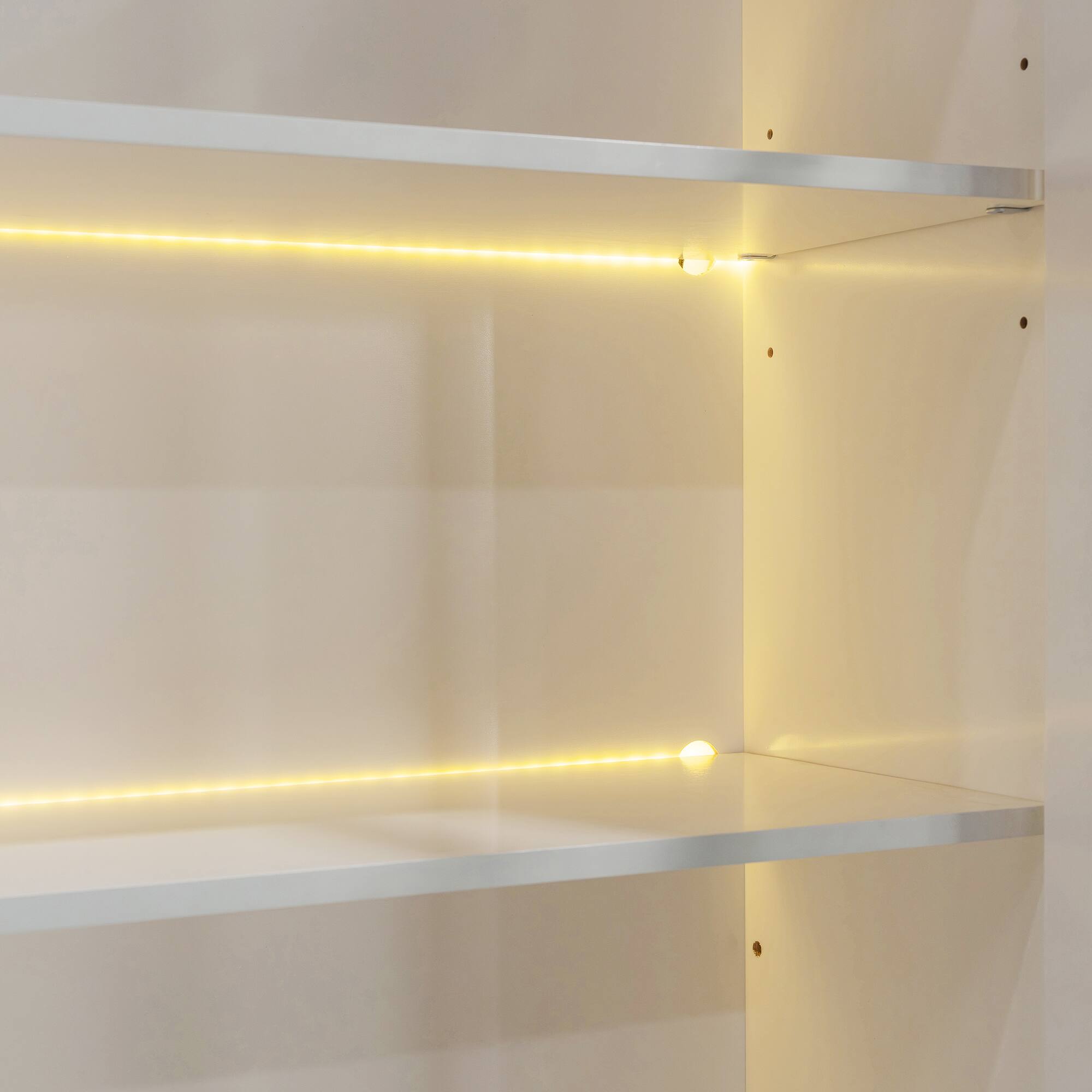 Alt View 4. Anysun - Full Size Murphy Bed Wall Bed with Sofa , Shelves USB & Light - White.