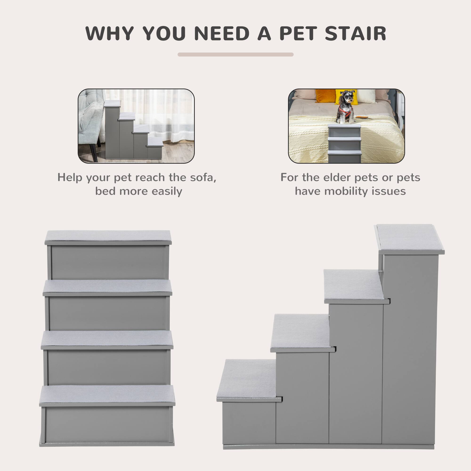 WHY YOU NEED A PET STAIR

Help your pet reach the sofa, bed more easily

For the elder pets or pets have mobility issues