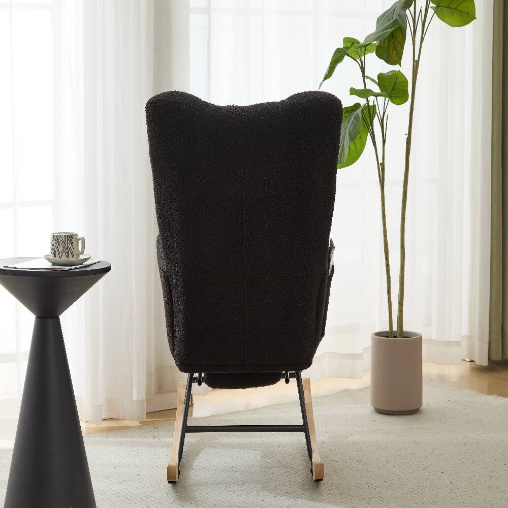 Alt View 9. Loheer - Loheer Teddy Fabric Wingback Glider Rocker with Ottoman Set, Nursery Nursing Chair, Dark Blue - Dark Blue.