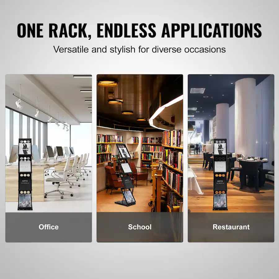 Flyer One Versatile Rack VEVOR Foldable Magazine Display Rack, 4 Tier Brochure Literature ...
