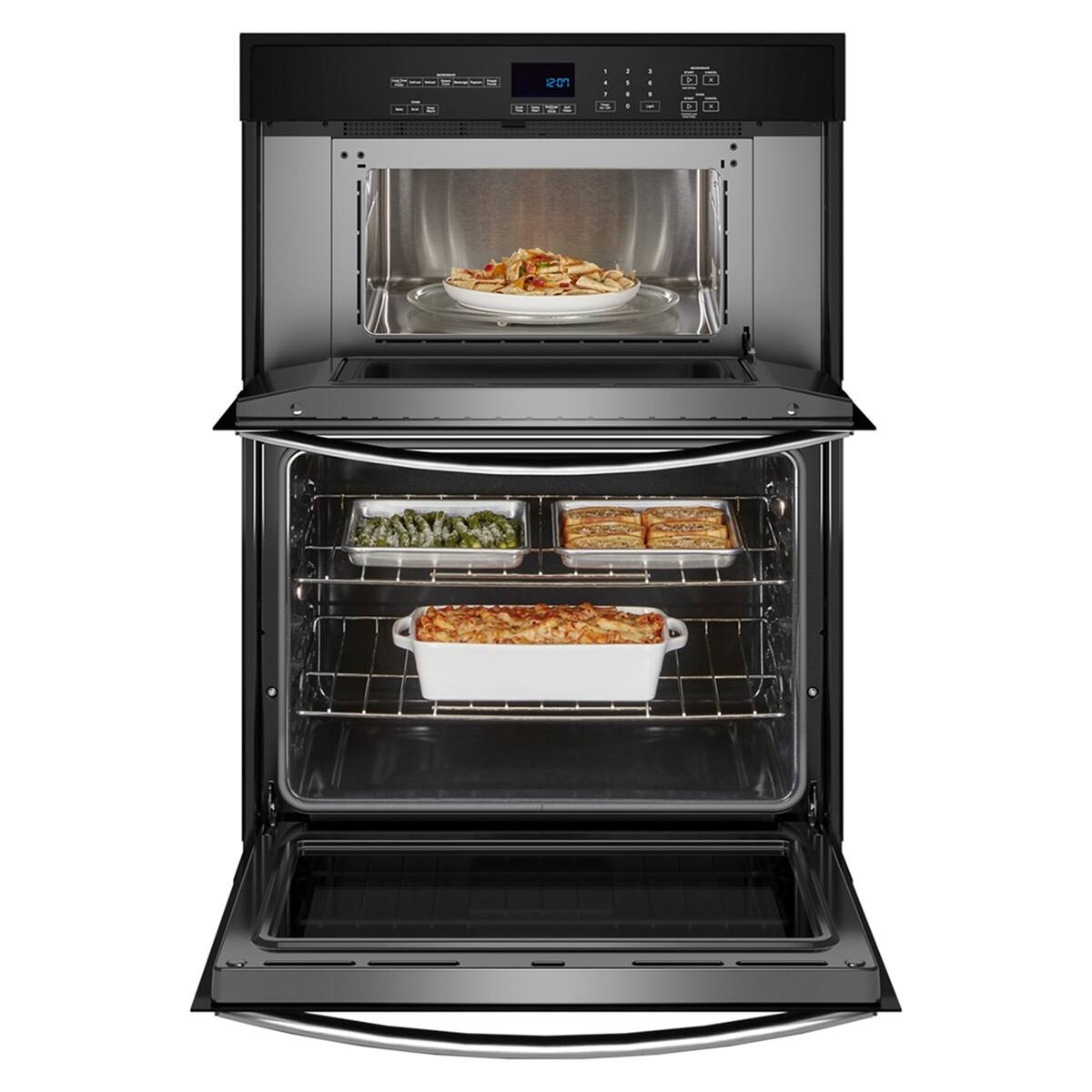 Angle. Whirlpool - Whirlpool - 6.4 Total Cu. Ft. Combo Self-Cleaning Wall Oven .- Stainless Steel - Stainless Steel.