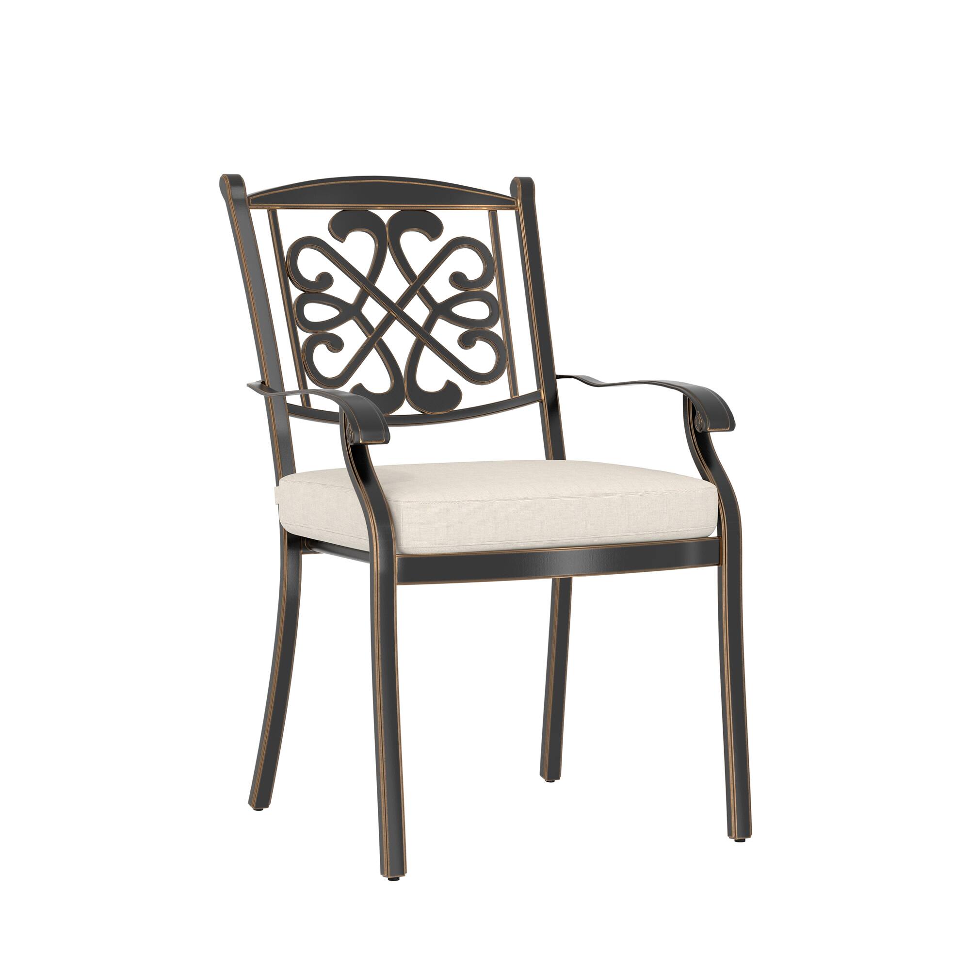 Left. Mondawe - 4-Piece Cast Alu Dining Chairs - Black+Beige.