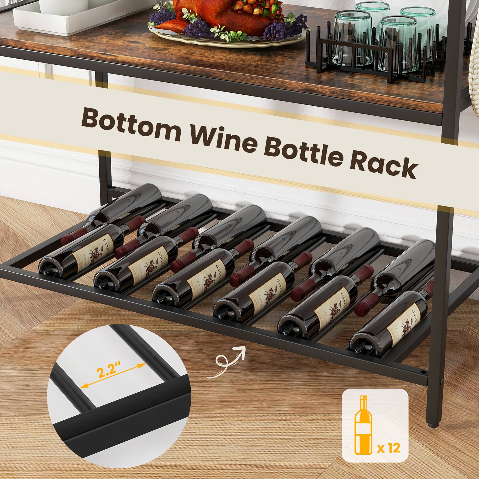 Bottom Wine Bottle Rack  
2.2" x 12