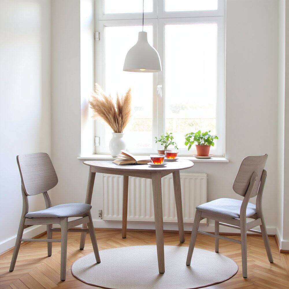 Left. FurniFact - White Solid Wood Small Dining Table with 2 Chairs - White.