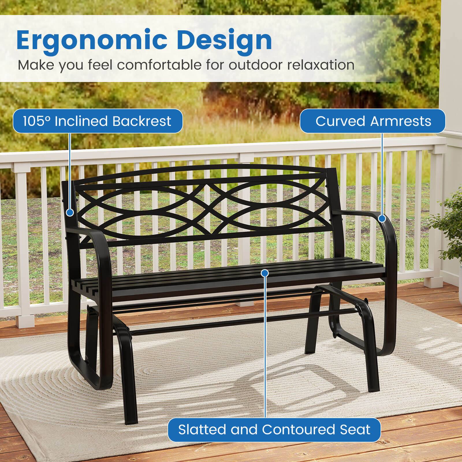 Ergonomic Design
Make you feel comfortable for outdoor relaxation
105° Inclined Backrest
Curved Armrests
Slatted and Contoured Seat