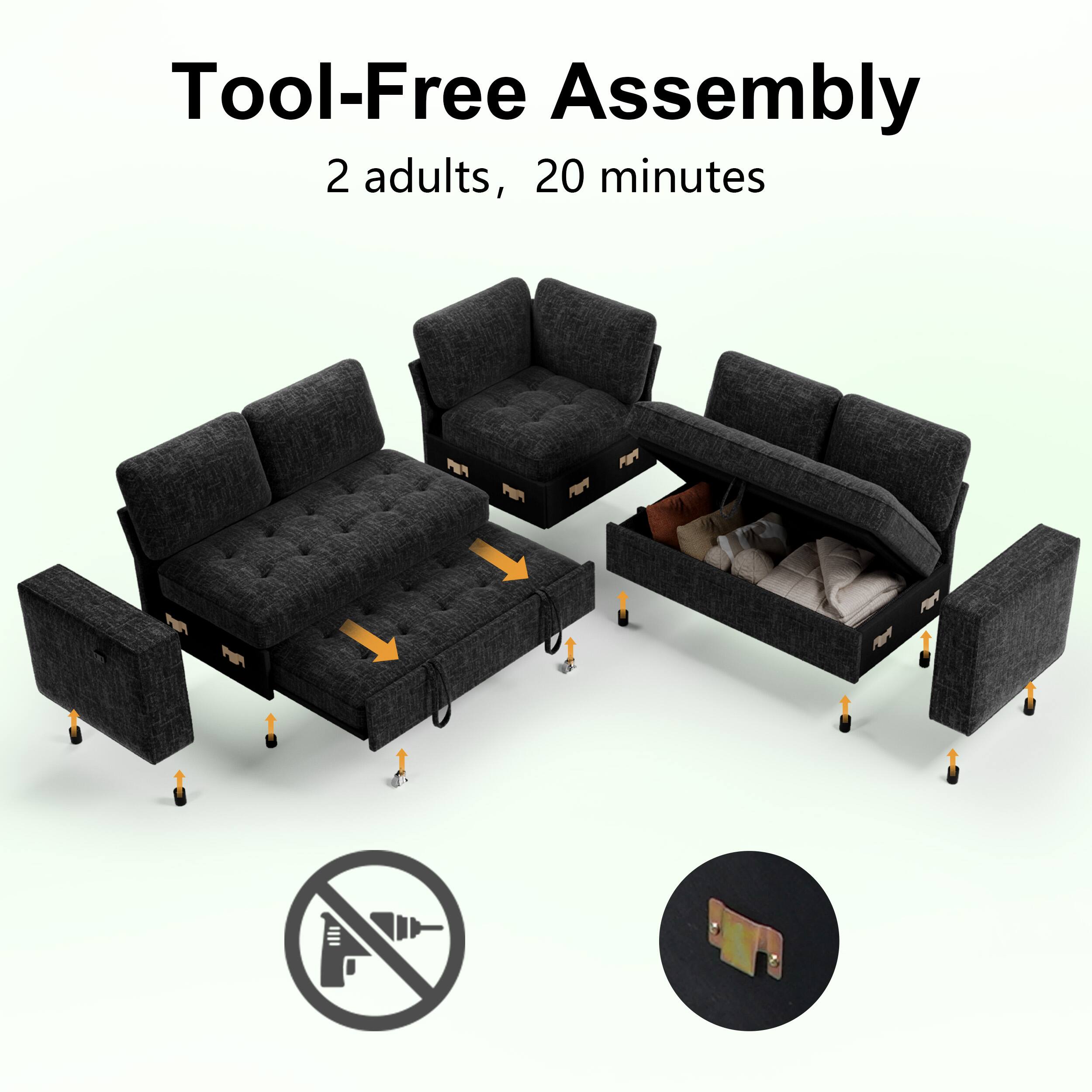Tool-Free Assembly  
2 adults, 20 minutes