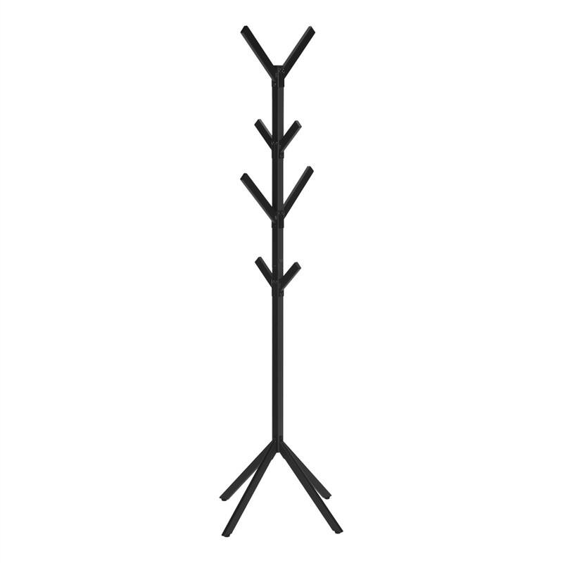 Alt View 2. ALEXOUN - Modern Coat Rack, Hall Tree - Free Standing, 8 Hooks, Entryway, 70"h, Bedroom, Black Metal, Contemporary - Black.