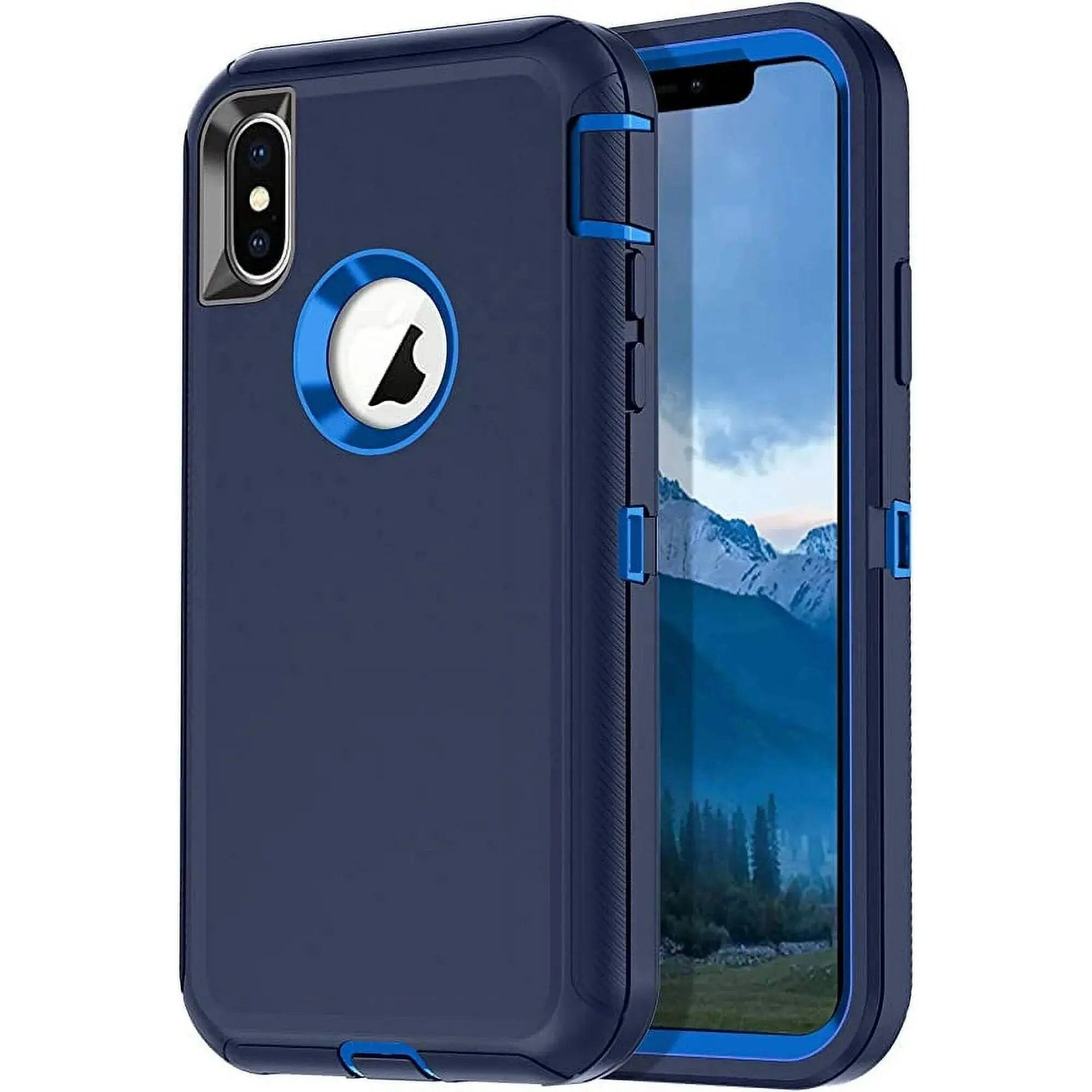 Front. Entronix - Entronix Case for iPhone X/XS - Triple-Layer Heavy Duty Protection - Navy.