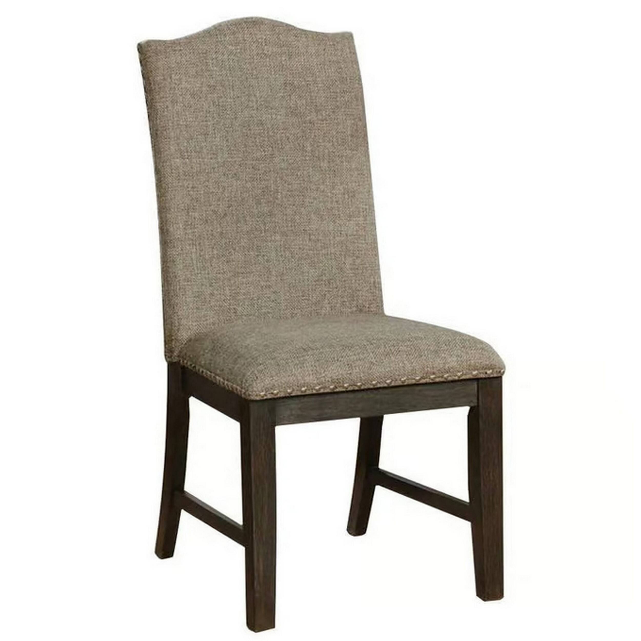 Alt View 1. Manhattan Lane - 20 Inch Dining Chair, Set of 2, Gray Fabric,Nailhead Trim - Brown, Gray.