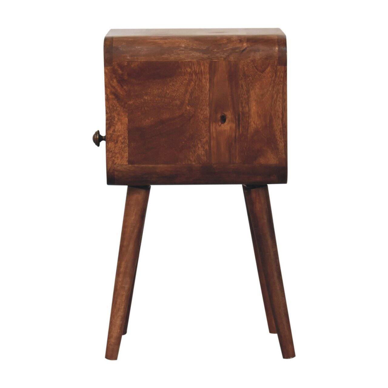 Alt View 4. Artisan Furniture - Artisan Furniture Solid Wood Mini Honey Caramel Curved Bedside with Open Slot, 1 Drawer, Brown - Brown.