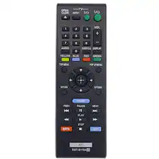 TV OPEN/CLOSE INPUT 1 2 3 4 5 6 VOL + 7 8 9 - AUDIO 0 SUBTITLE DISPLAY YELLOW BLUE RED GREEN TOP MENU POP UP/MENU RETURN OPTIONS HOME PREV PAUSE NEXT PLAY STOP NTFX BD RMT-B119A IR