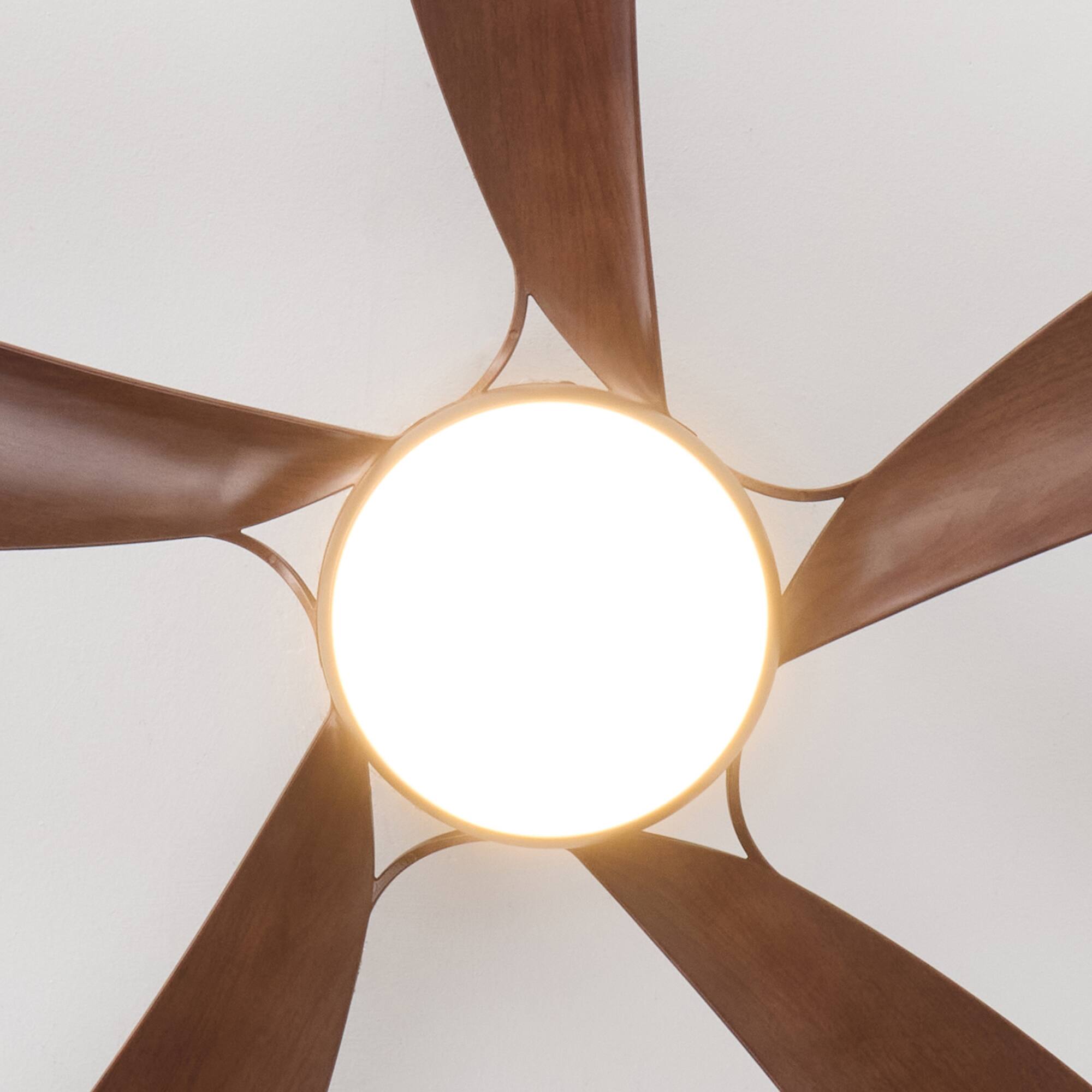 Alt View 9. Siljoy - 52 Inch Modern Low Profile Ceiling Fan with Light Matte Black Walnut Finish 5 Wood Blades Quiet DC Motor with Remote - Brown.