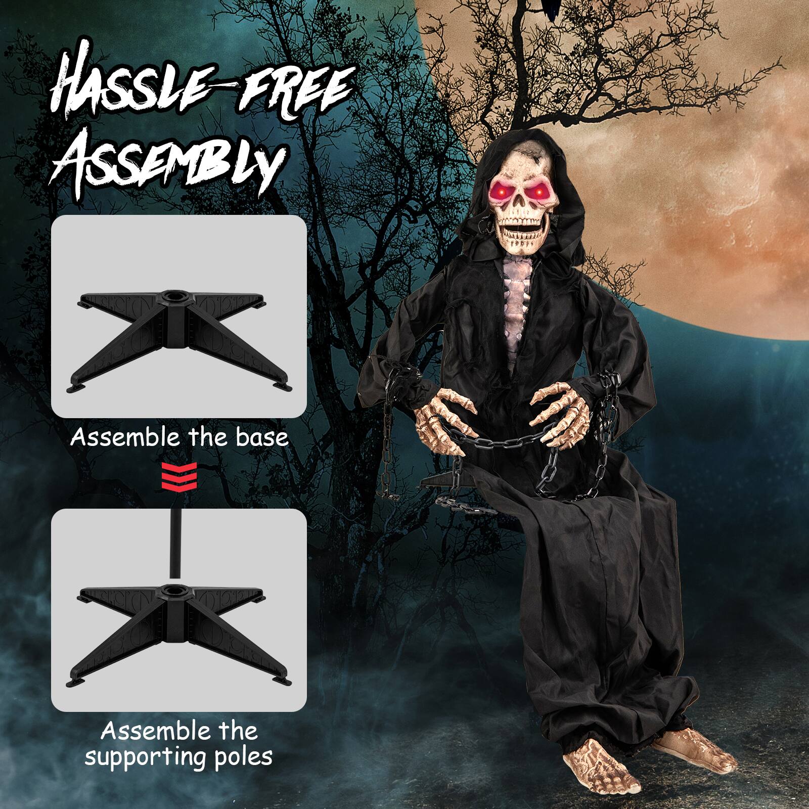 HASSLE-FREE ASSEMBLY Assemble the base Assemble the supporting poles