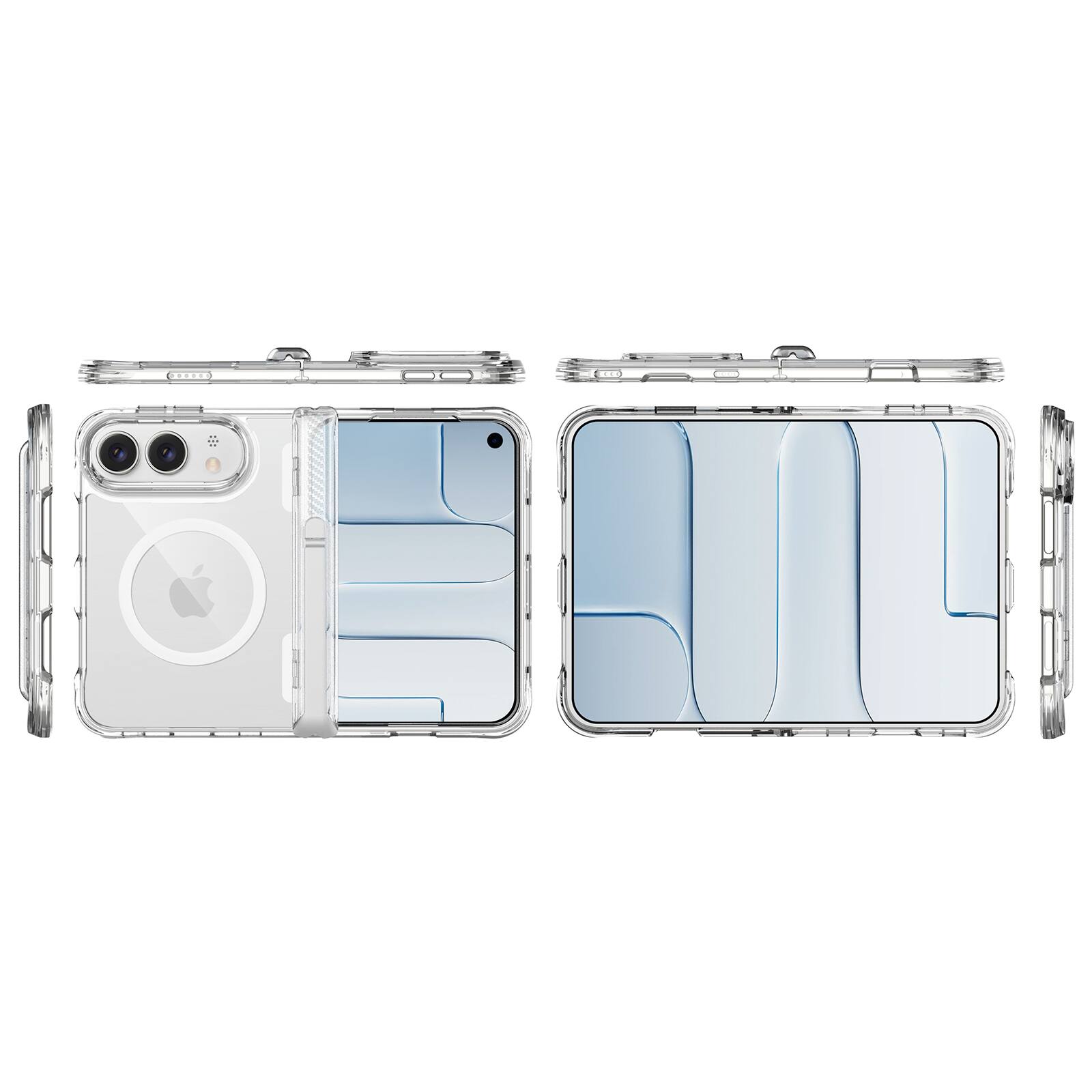 Alt View 4. Dteck - for Apple iPhone Duo Magnetic Clear Case with Hidden Kickstand & Hinge Protection,Shock-absorbent Rugged Hard Cover - Clear.