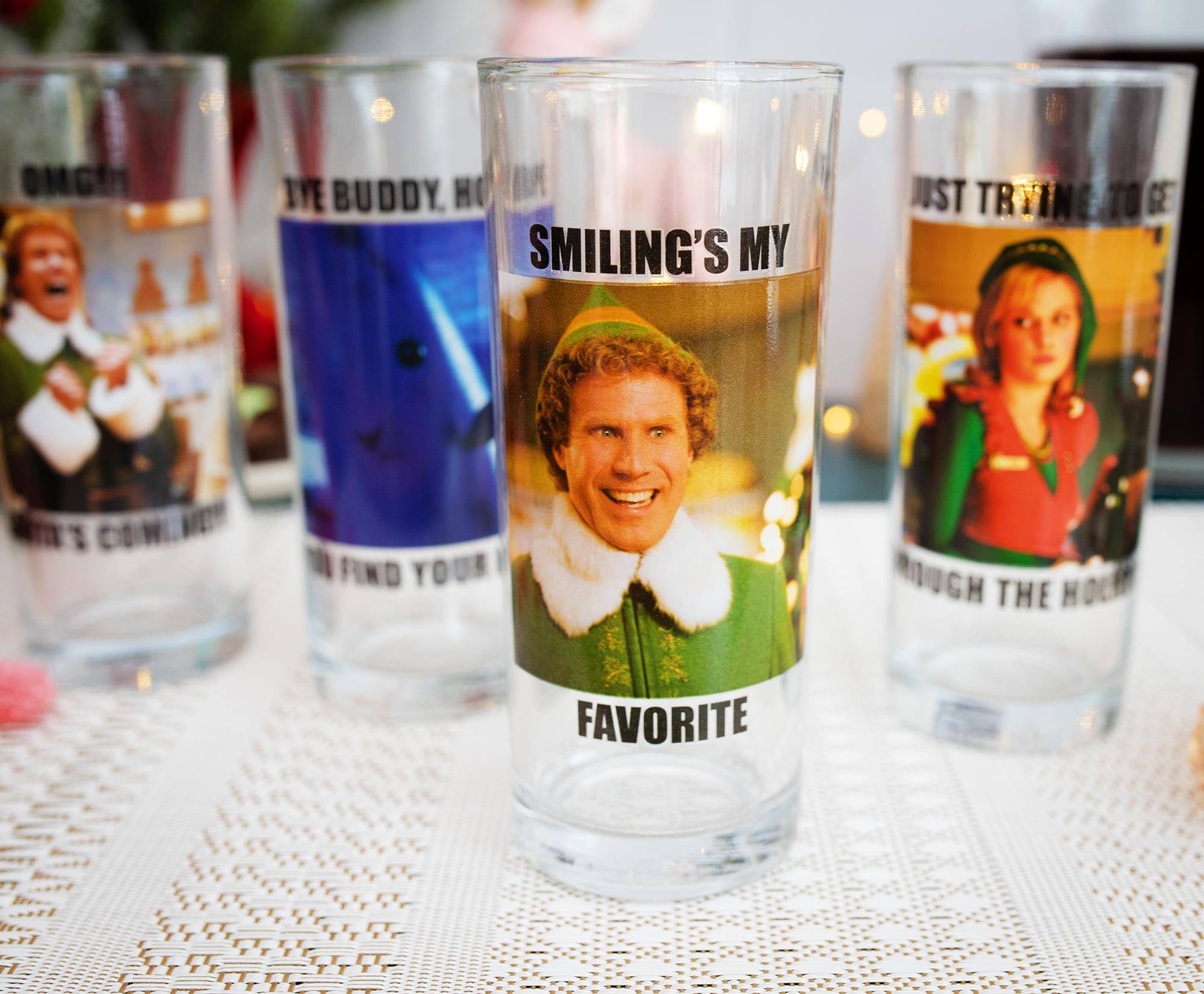 Sure, here is the corrected text from the image:

1. "OMG IVE BUDDY OH SMILING'S MY NUST TRIN TO GE 1 FIND YOUR MOUCH THE HO H FAVORITE"
   - Corrected: "OMG I'VE BUDDY, HO SMILING'S MY MUST TRY TO GET 1 FIND YOUR MOUTH THE HO HO FAVORITE"

2. "SMILING'S MY FAVORITE"

3. "JUST TRYING TO GET THROUGH THE HOLIDAYS"