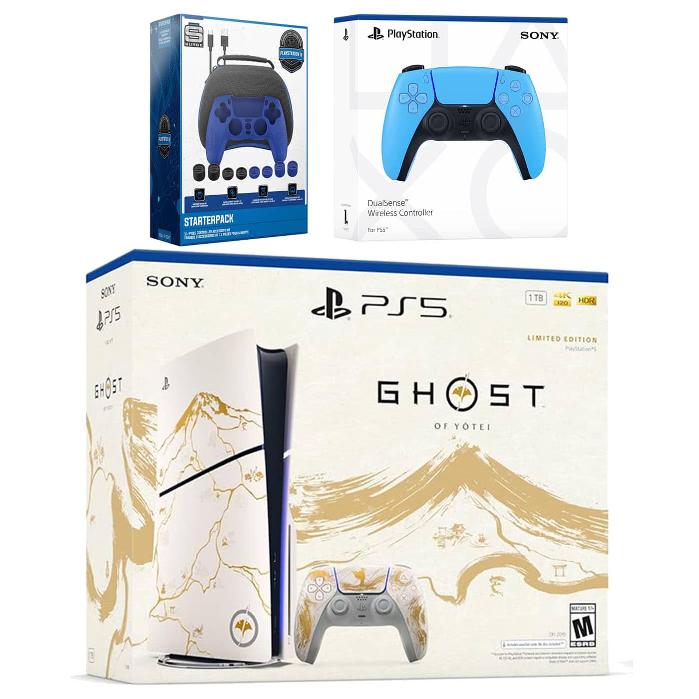 PlayStation 5 Ghost of Yotei Disc Bundle + Extra Controller, Accessory Kit - PlayStation 5
