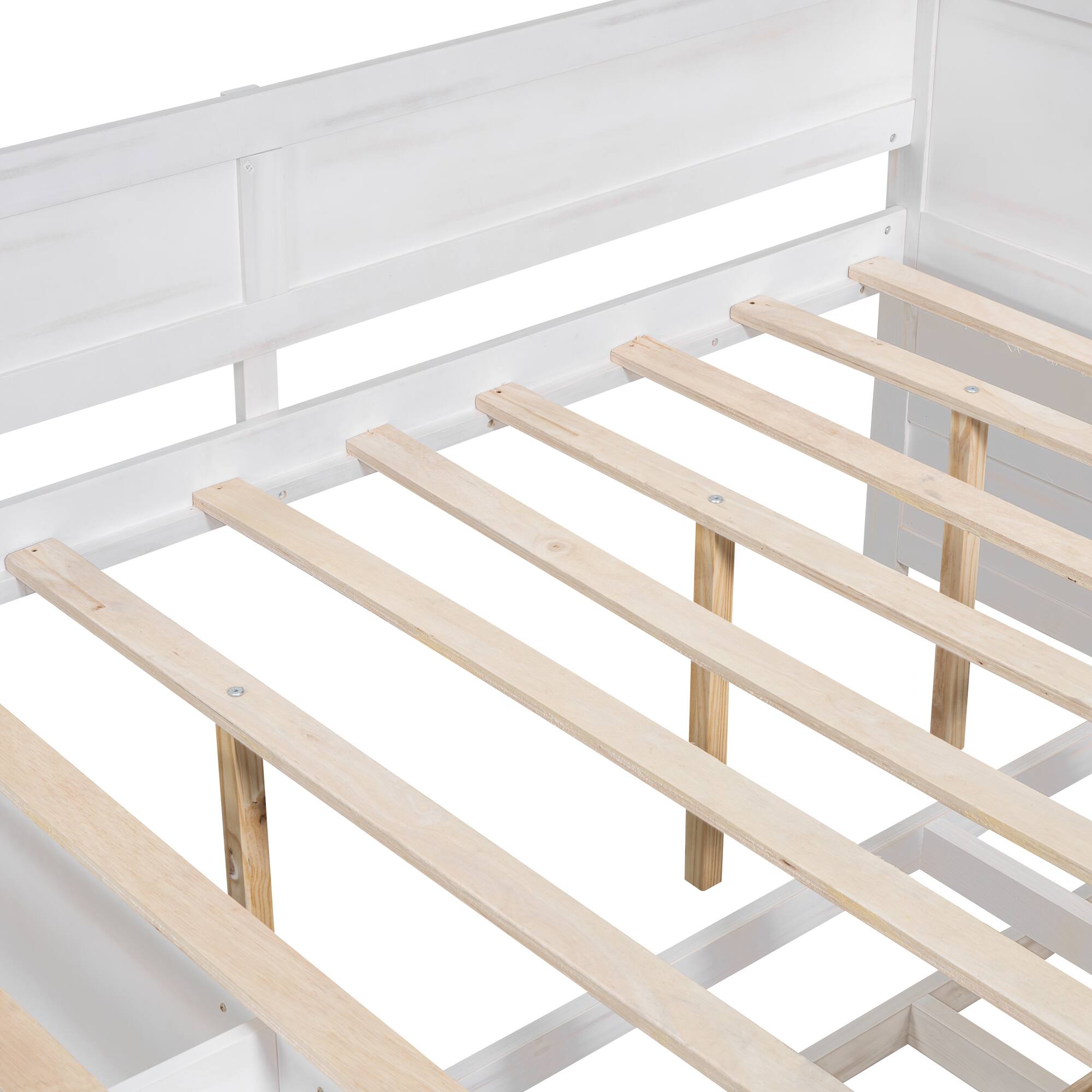 Alt View 7. Tiramisubest - Full Size Daybed with Drawers and Shelves, White - White.