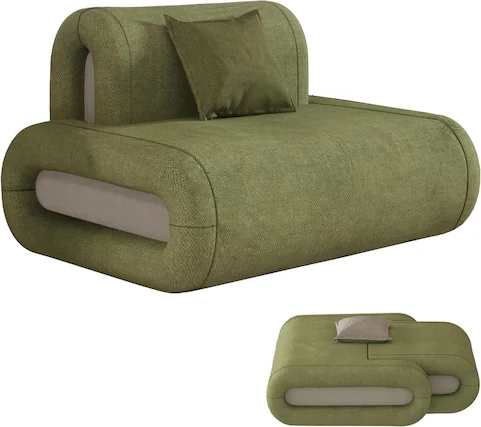 Front. wowmax - 51" Convertible Low-Profile Cloud Couch, Forest Green Boneless Sectional with Removable Back & Pillow, Deep Seat Sofa. - Green.