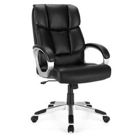 Pefilos - Big and Tall Adjustable High Back Leather Executive Computer Desk Chair, Home Office Computer Desk Chair, Ergonomic - Black