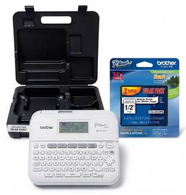 Brother - PT-D410 Desktop Label Maker with Hard Case and Laminated Tape Bundle