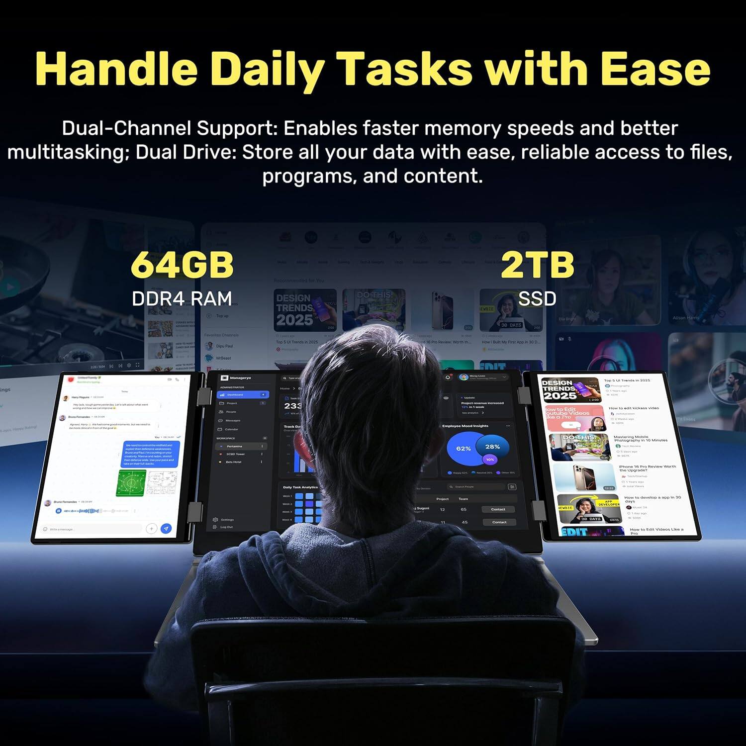 Handle Daily Tasks with Ease

Dual-Channel Support: Enables faster memory speeds and better multitasking; Dual Drive: Store all your data with ease, reliable access to files, programs, and content.

64GB DDR4 RAM

2TB SSD

DESIGN TRENDS 2025

DOSHIS

DESIGN TRENDS 2025

EDIT