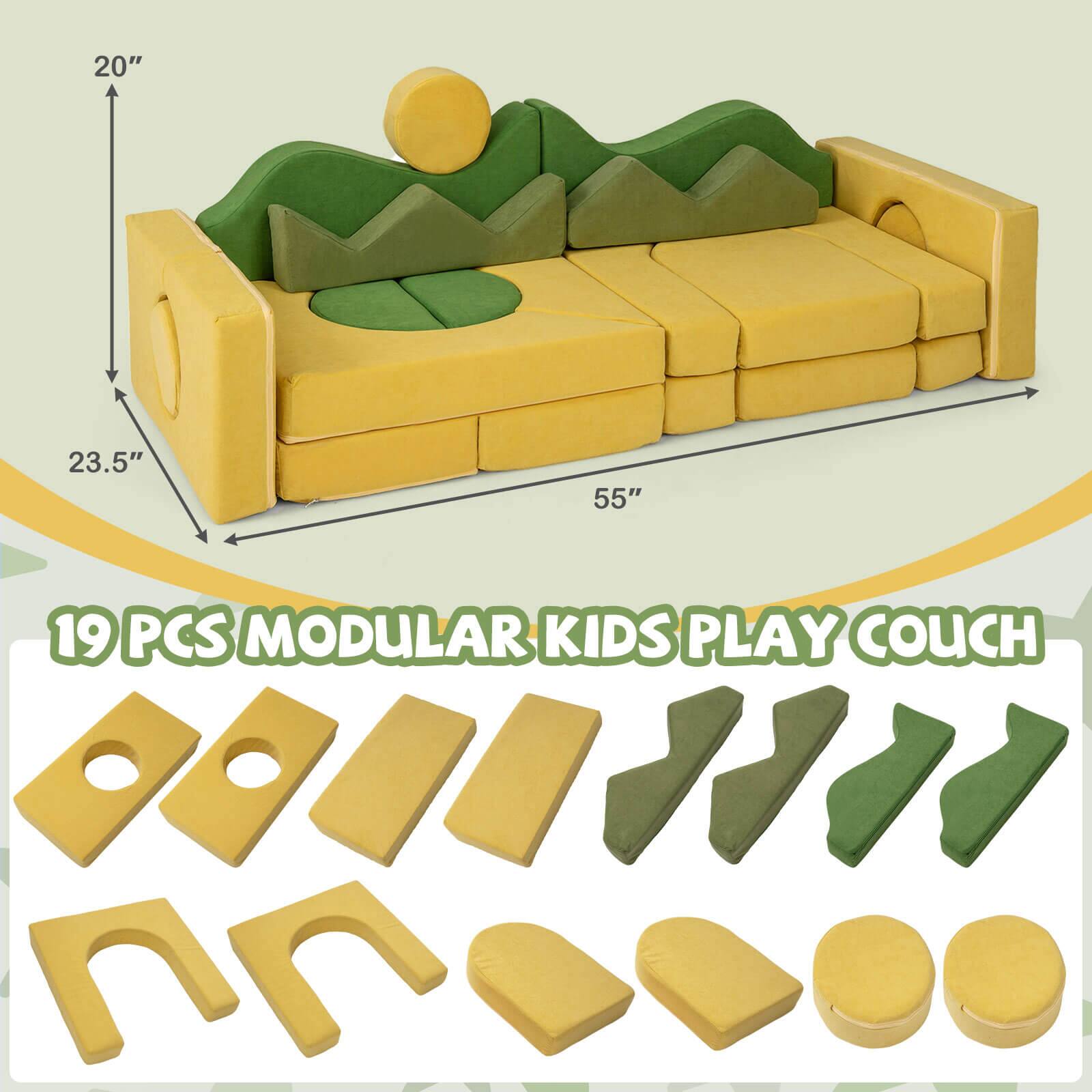 19 PCS MODULAR KIDS PLAY COUCH